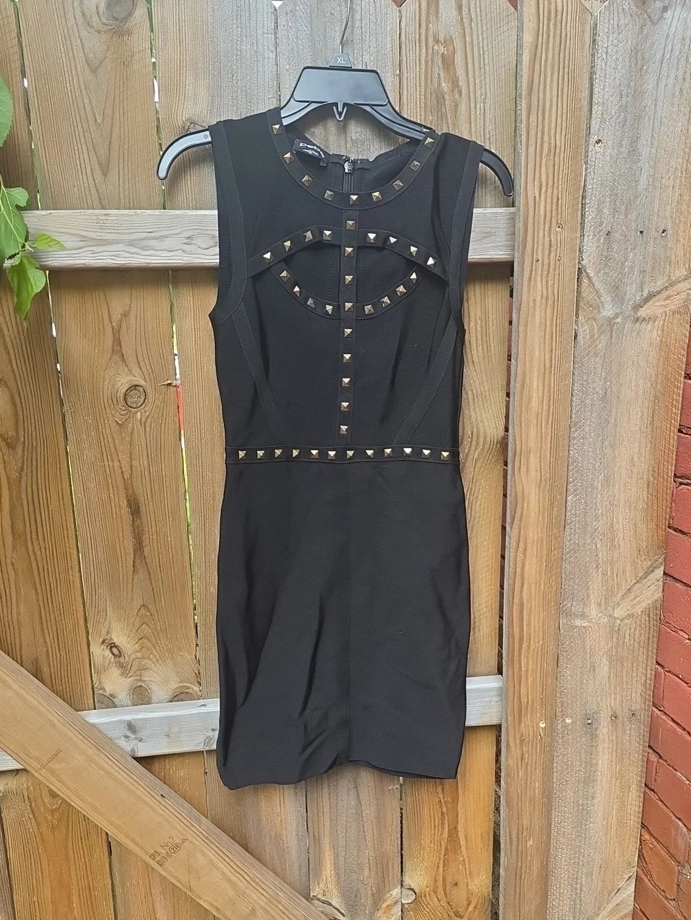 bebe Black Studded Sleeveless Mini Dress